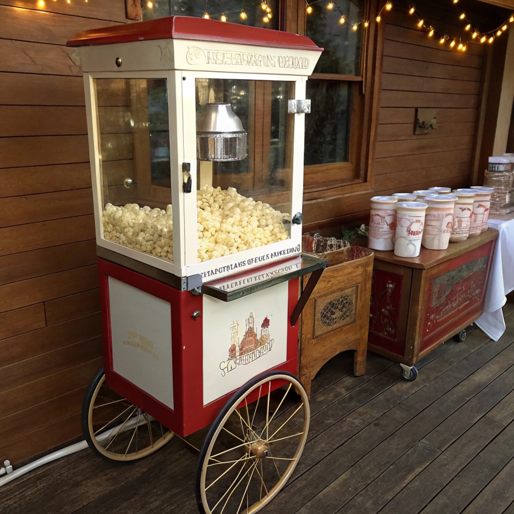 nostalgic popcorn machine with cart